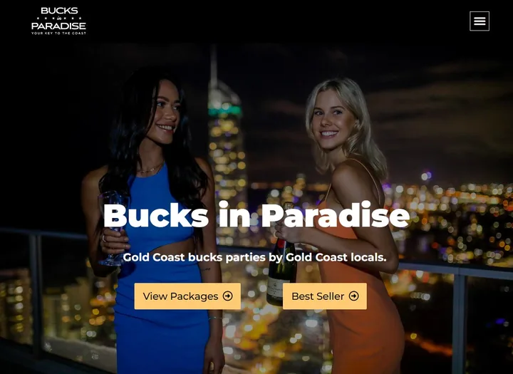 Bucks in Paradise Gold Coast bucks party website homepage