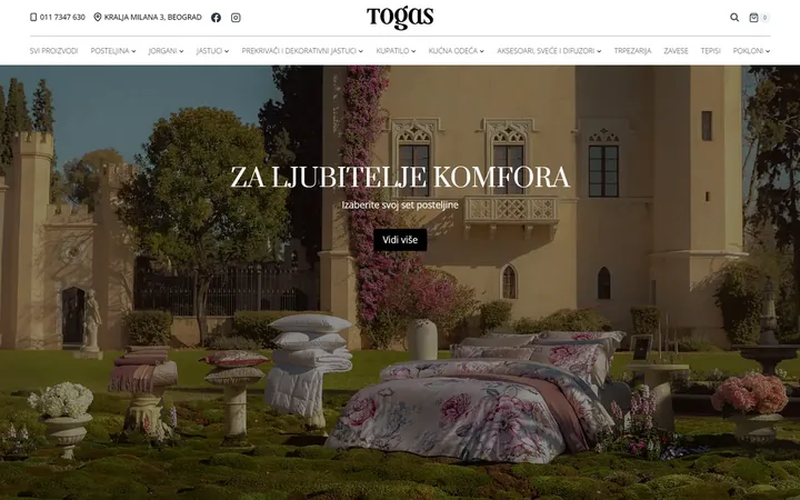 Togas home textiles online store homepage
