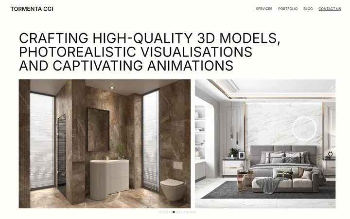 Tormenta CGI 3D visualisation studio website homepage