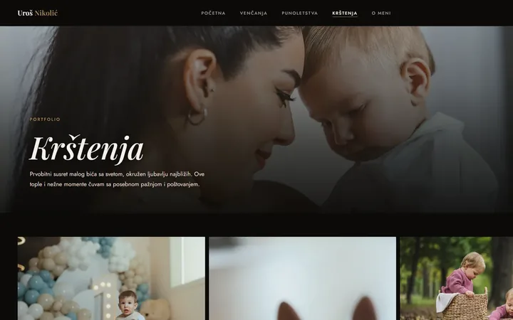 Uros Nikolic photography website homepage